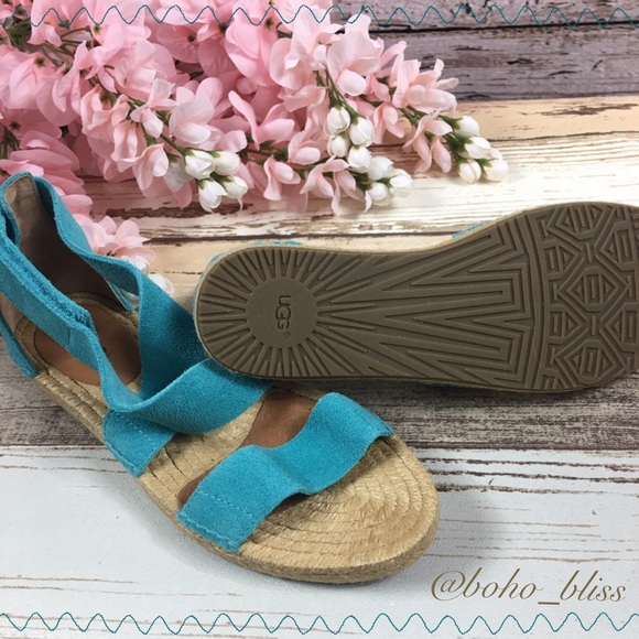 ⭐️UGG | Teal Suede Strappy Flat Sandal NEW - Picture 3 of 7